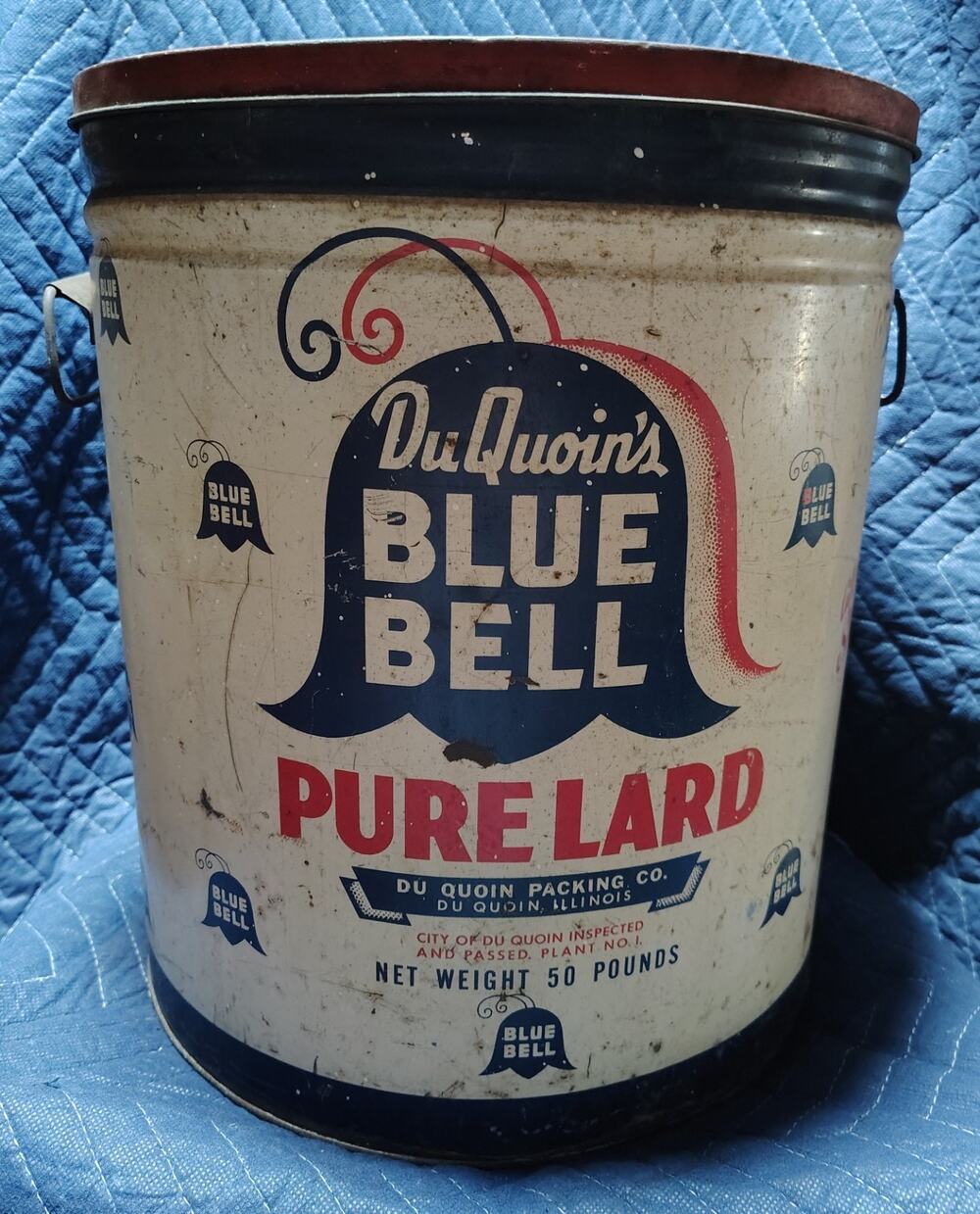Vintage 50 lb Metal LARD tin